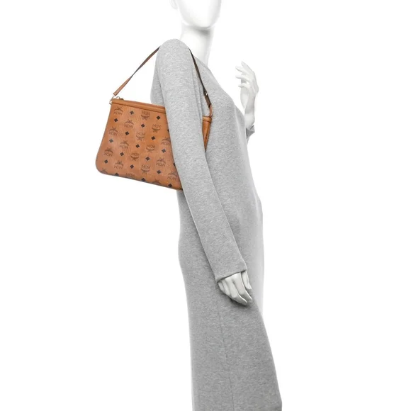 MCM Visetos Liz Shopper Pochette/Shoulder Bag Cognac - Picture 5 of 10